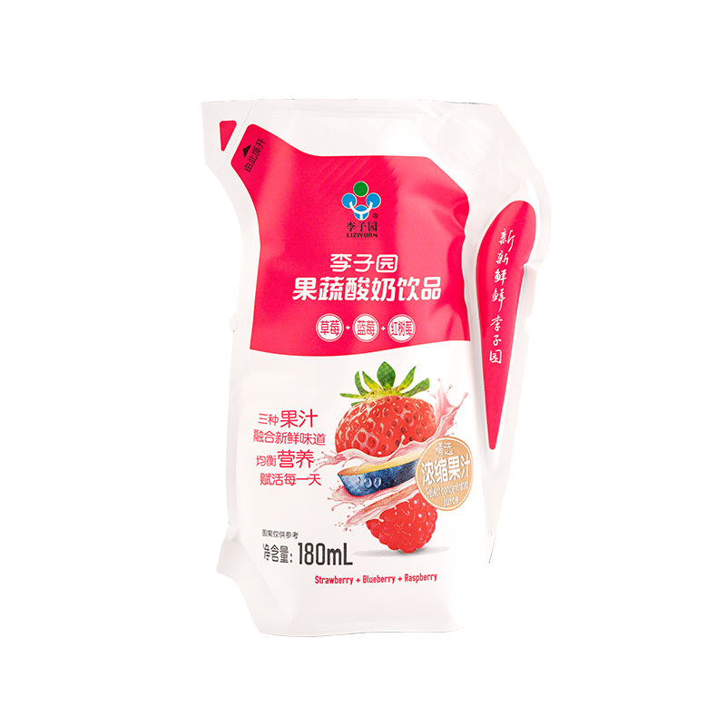 果蔬酸奶饮品，单袋净含量180ml